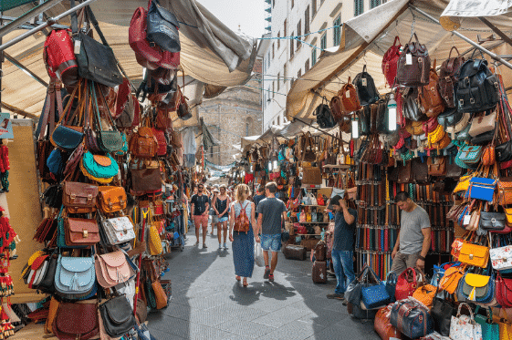 Leder Shopping in Florenz Markt