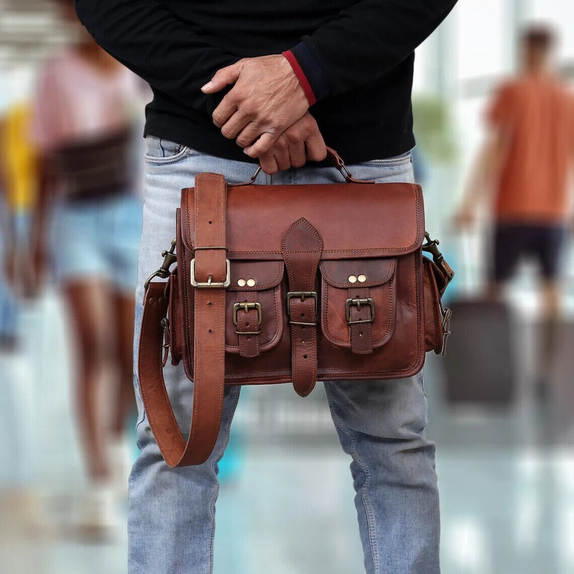Herren Ledertasche Messenger